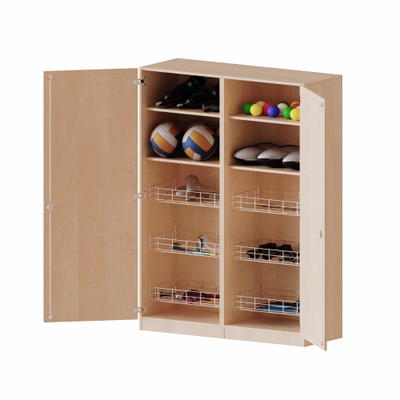 Sportschrank, 5 Ordnerhöhen – 6 Ballkörbe – Serie evo180