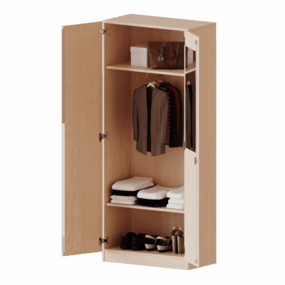 Garderobenschrank 2 Türen abschließbar mit Spiegel und Garderobenstange, 5 Ordnerhöhen - Serie evo180