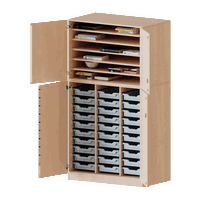 Bastelschrank 4-türig mit 30 flachen ErgoTray Boxen, zweiteilig - Serie evo180