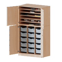 Bastelschrank 4-türig mit 15 hohen ErgoTray Boxen, zweiteilig - Serie evo180