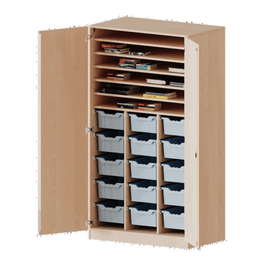 W105655T3G2P Bastelschrank 2-türig mit 15 hohen ErgoTray Boxen, zweiteilig – Serie evo180 - W105655T3G2P