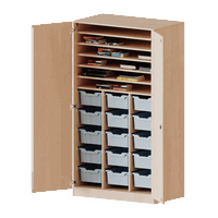 Bastelschrank 2-türig mit 15 hohen ErgoTray Boxen, zweiteilig - Serie evo180