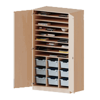 Bastelschrank 2-türig mit 9 hohen ErgoTray Boxen, zweiteilig- Serie evo180