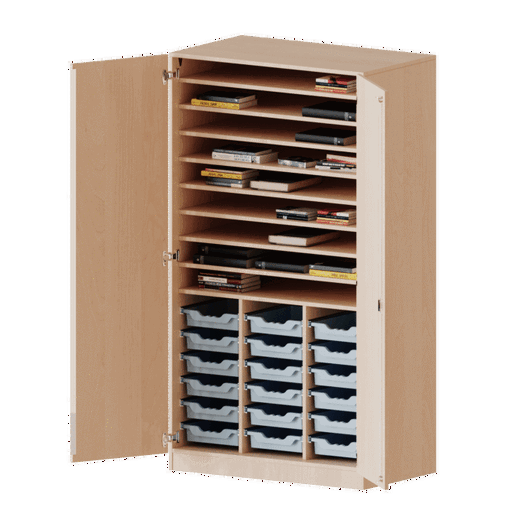 bastelschrankzweituerig (1) Bastelschrank 2-türig mit 18 flachen ErgoTray Boxen, zweiteilig – Serie evo180 - bastelschrankzweituerig (1)