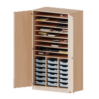 Bastelschrank 2-türig mit 18 flachen ErgoTray Boxen, zweiteilig - Serie evo180