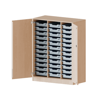 ErgoTray Schrank, dreireihig, 3,5 Ordnerhöhen - mit 36 flachen ErgoTray-Boxen - evo180 Serie