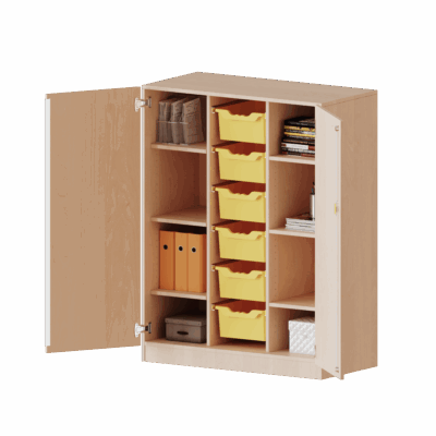 ErgoTray Schrank, dreireihig, 3,5 Ordnerhöhen - mit 6 hohen ErgoTray-Boxen - evo180 Serie