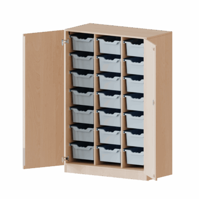 ErgoTray Schrank, dreireihig, 4 Ordnerhöhen - mit 21 hohen ErgoTray-Boxen - evo180 Serie