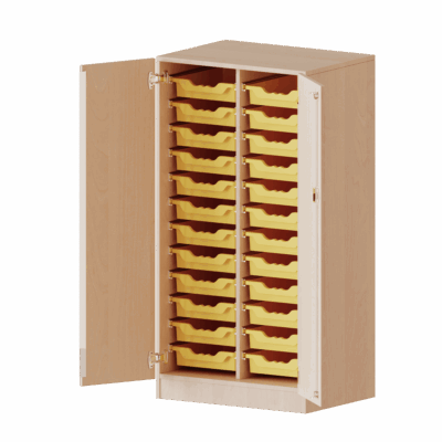 ErgoTray Schrank, zweireihig, 3,5 Ordnerhöhen - mit 24 flachen ErgoTray-Boxen - evo180 Serie
