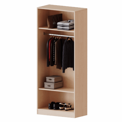 Garderobenregal mit Garderobenstange und Hutablage, 5 Ordnerhöhen - Serie evo180