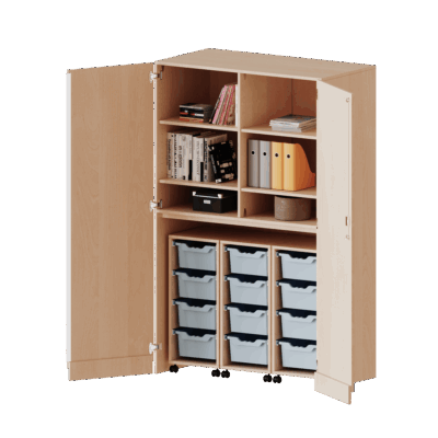 Garagenschrank, 3 Container mit je 4 hohen ErgoTray Boxen - Serie evo180