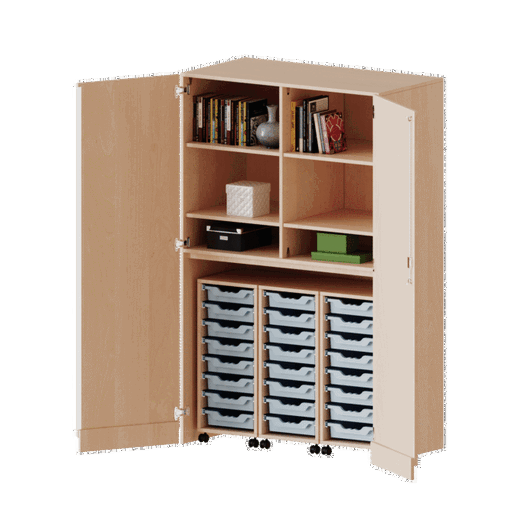 t1206g25k25r Garagenschrank, 3 Container mit je 8 flachen ErgoTray Boxen – Serie evo180 - t1206g25k25r