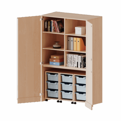 Garagenschrank, 3 Container mit je 3 hohen ErgoTray Boxen - Serie evo180