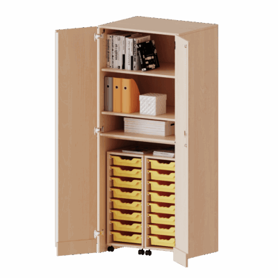 Garagenschrank, 2 Container mit je 8 flachen ErgoTray Boxen - Serie evo180