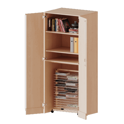 Garagenschrank ohne Sockel, 5 Ordnerhöhen mit Trockenwagen TW15 - Serie evo180