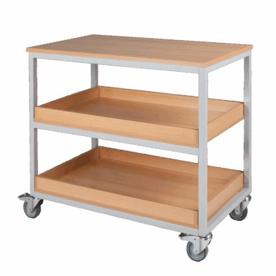Vorbereitungswagen mit 3 Ablageböden (2 mit Aufkantung), fahrbar