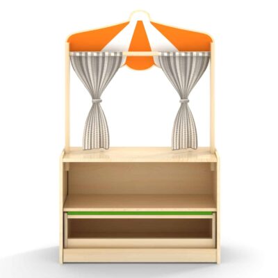 Puppentheater mit ausfahrbarer Sitzbank