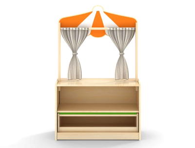 Puppentheater mit ausfahrbarer Sitzbank