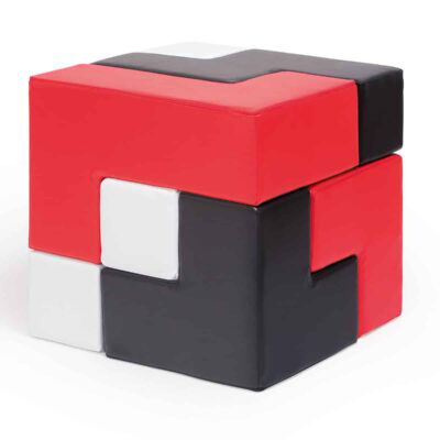 Kleines Würfel-Baustein-Set (Weiß-Schwarz-Rot)