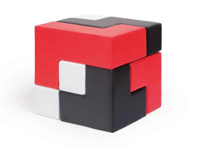 Kleines Würfel-Baustein-Set (Weiß-Schwarz-Rot)