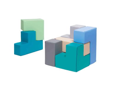 Kleines Würfel-Baustein-Set (Blau-Töne)
