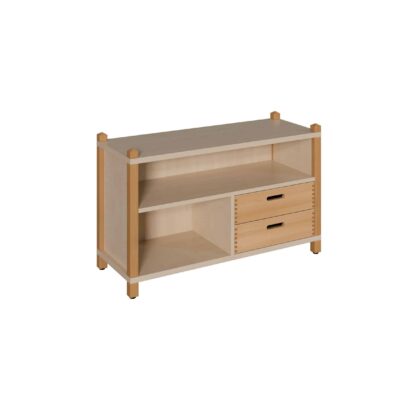 Stollenregal mit 2 Massivholzschüben Breite 106 cm