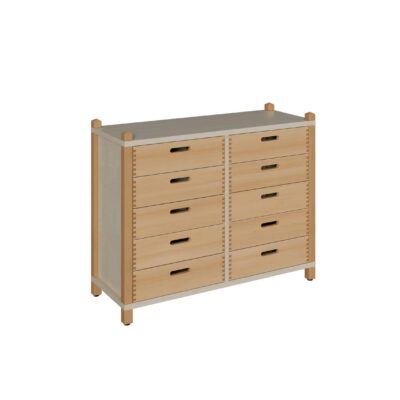 Stollenschrank mit 10 Massivholzschüben 106 x 80 cm