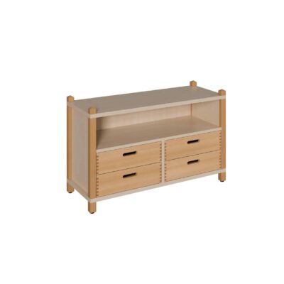Stollenschrank mit 4 Massivholzschüben 106 x 60 cm