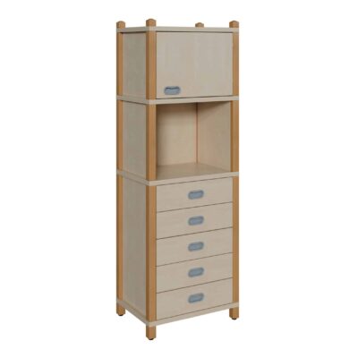 Stollenschrank mit 5 Dekorschüben und Oberschrank