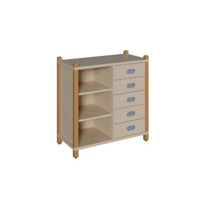 Stollenschrank mit 5 Dekorschüben und Regal Höhe 80 cm