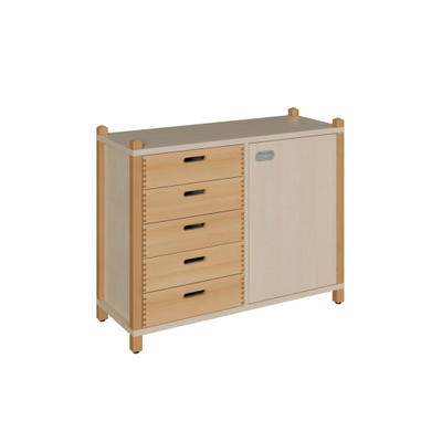 Stollenschrank mit 5 Massivholzschüben und 1 Tür