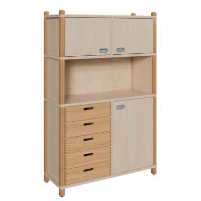 Stollenschrank mit 5 Massivholzschüben und 3 Türen Breite 106 cm