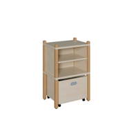 Stollenschrank mit hoher Sockelnische, zwei Fächern und Rollkasten – Bild 2