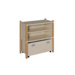 Stollenschrank mit hoher Sockelnische, zwei Fächern und Rollkasten - Stollenschrank mit hoher Sockelnische, zwei Fächern und Rollkasten1