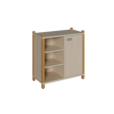 Stollenschrank mit offenem Regal und Tür