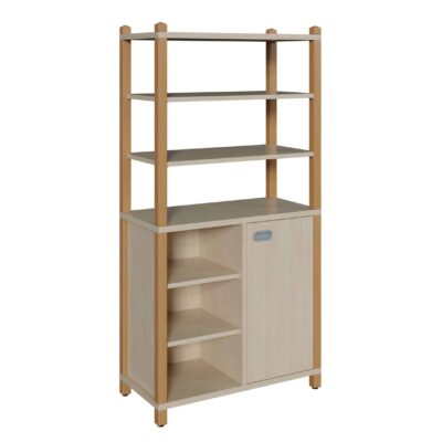 Stollenschrank mit offenen Regal, Tür und Regalaufsatz