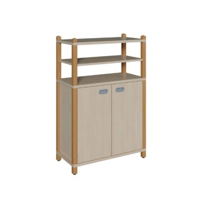 Stollenschrank zweitürig mit Regalaufsatz