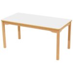 Tisch rechteckig mit beschichteter Platte – Fußteil aus Holz - 120x60weiss