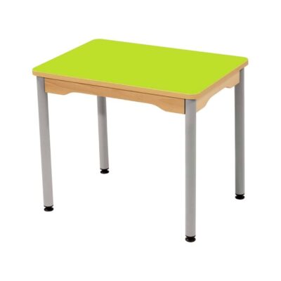 Tisch rechteckig - mit beschichteter Platte - Fußteil aus grauem Metall