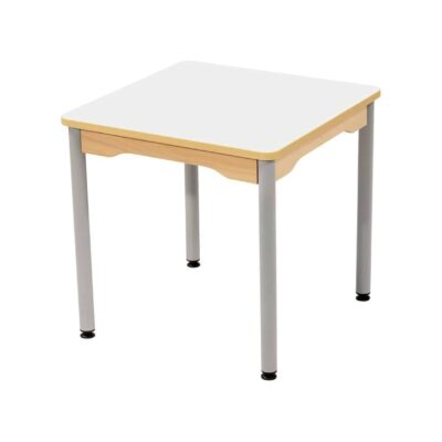 Tisch quadratisch 60x60 cm - mit beschichteter Platte - Fußteil aus grauem Metall