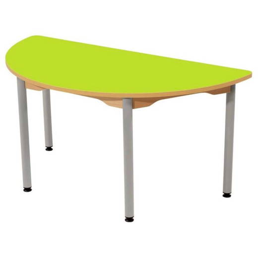 Tisch halbrund 120x60 cm - mit beschichteter Platte - Fußteil aus grauem Metall | Wesco
