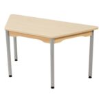 Tisch Trapez 120×60 cm – mit beschichteter Platte – Fußteil aus grauem Metall - grautrapeznaturfarben