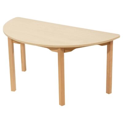 Tisch halbrund 120x60 cm - mit beschichteter Platte - Fußteil aus Holz