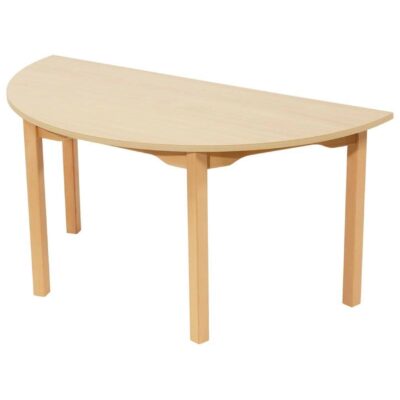 Halbrunder Tisch 120x60 cm - Melaminbeschichtete Platte - Fußteil aus Holz