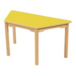 Tisch Trapezform – mit beschichteter Platte – Fußteil aus Holz - trapezgelb
