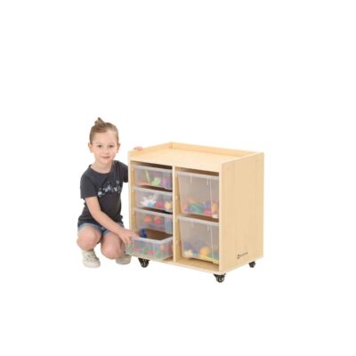 Mobiles Regal mit 2 Reihen - 4 kleine und 2 große Boxen