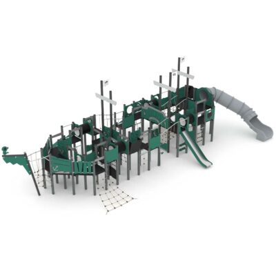 Großes Spielschiff mit Rutschen, Röhrenrutsche, Kletterelementen - RECYCLED RC1418