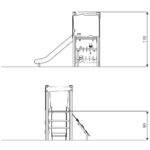 Spielturm mit Kletterelementen und Rutsche RECYCLED RC1403 - rc1403front