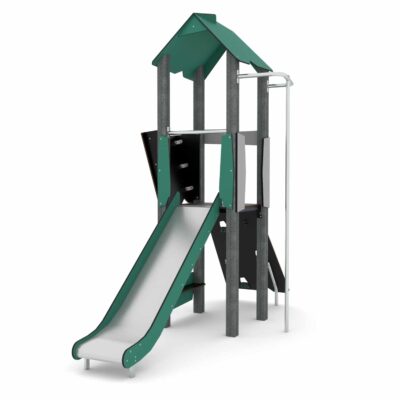 Spielturm mit Kletterelementen, Rutschstange und Rutsche RECYCLED RC1404