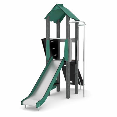 Spielturm mit Kletterelementen, Rutschstange und Rutsche RECYCLED RC1404